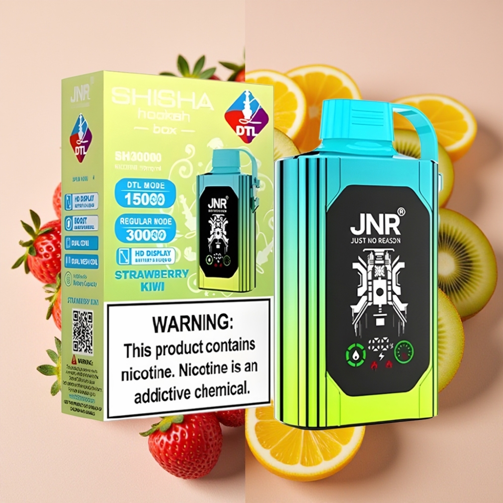 JNR Shisha Hookah Box 20500 Puffs Fraise Kiwi - 25ml, 1000mAh, Dual Mesh Coil