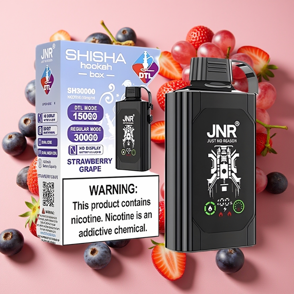JNR Shisha Hookah Box 20500 Puffs Fraise Raisin - 25ml, 1000mAh, Double Mesh