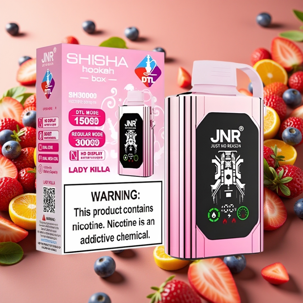 JNR Shisha Hookah Box 20500 Puffs Lady Killa - 25ml, Dual Mesh Coil, Type-C