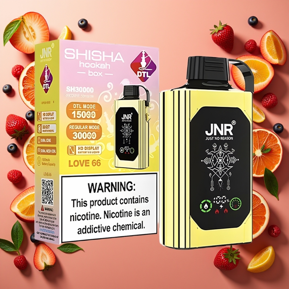 JNR Shisha Hookah Box 20500 Puffs Love 66 – 25ml, Dual Mesh Coil, Type-C
