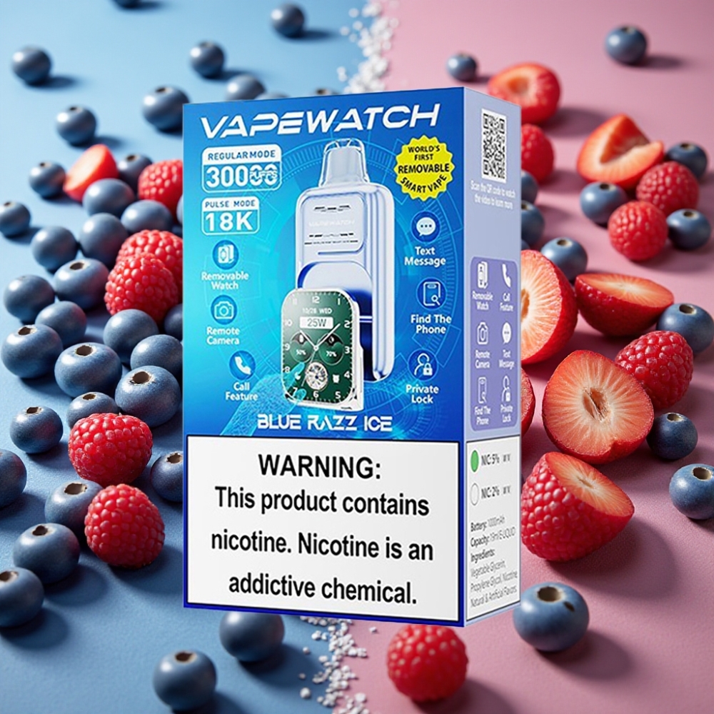 JNR VapeWatch 30000 Puffs 19mL 5% Dual Mesh Glace Bleue Framboise