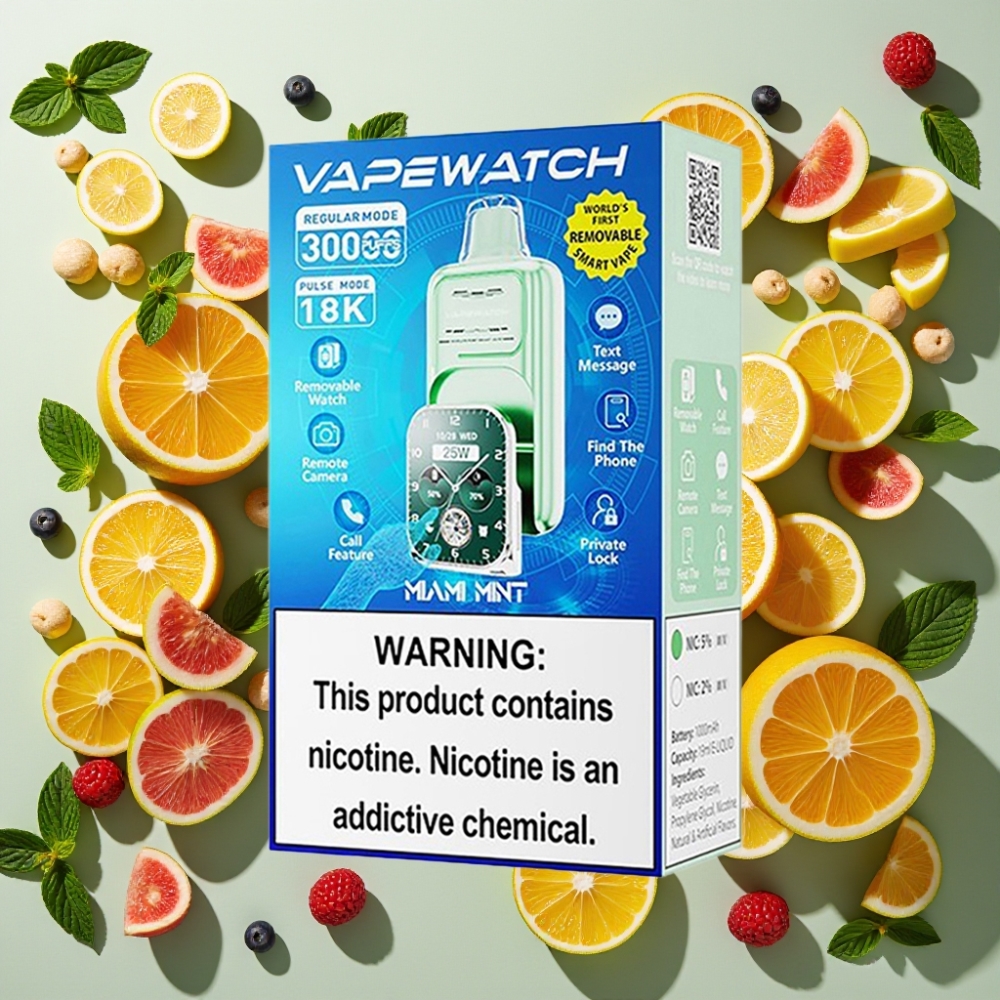 JNR VapeWatch 30000 Puffs 19mL 5% Miami Menthe France vape fournisseur
