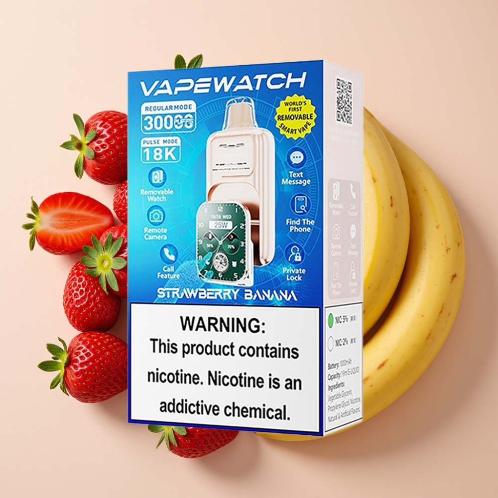 JNR VapeWatch 30000 Puffs Fraise Banane - 1000mAh, 19mL, 5%