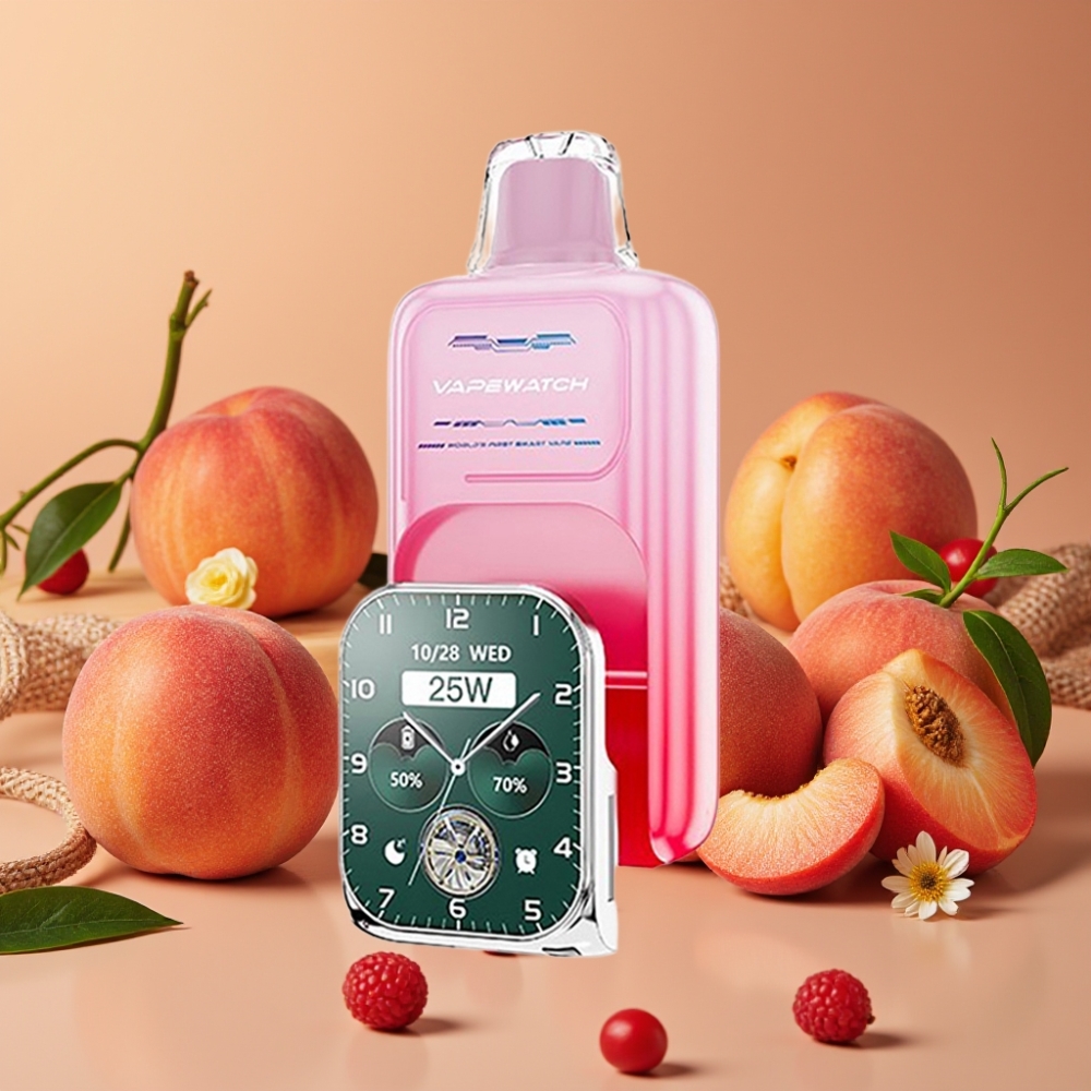 JNR VapeWatch 30000 Puffs Pêche de Géorgie - 19mL, 5%, Double Mesh