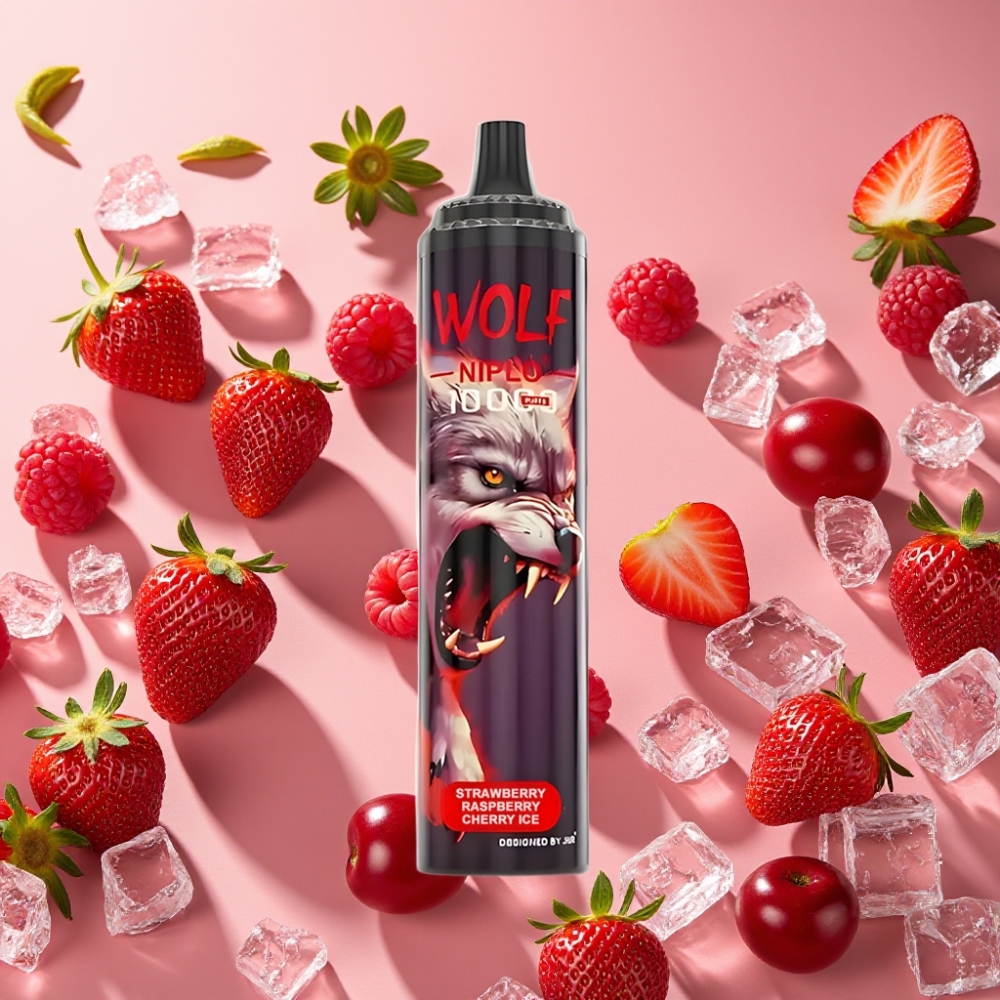 JNR Wolf Niplo 10000 Puffs 20ml 5% Type-C Fraise Framboise Cerise Glacée