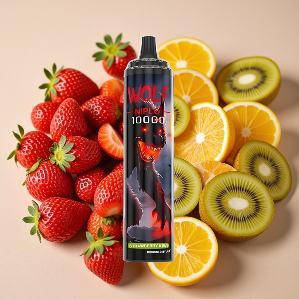 JNR Wolf Niplo 10000 Puffs 20ml 5% Type-C Fraise Kiwi France vape fournisseur