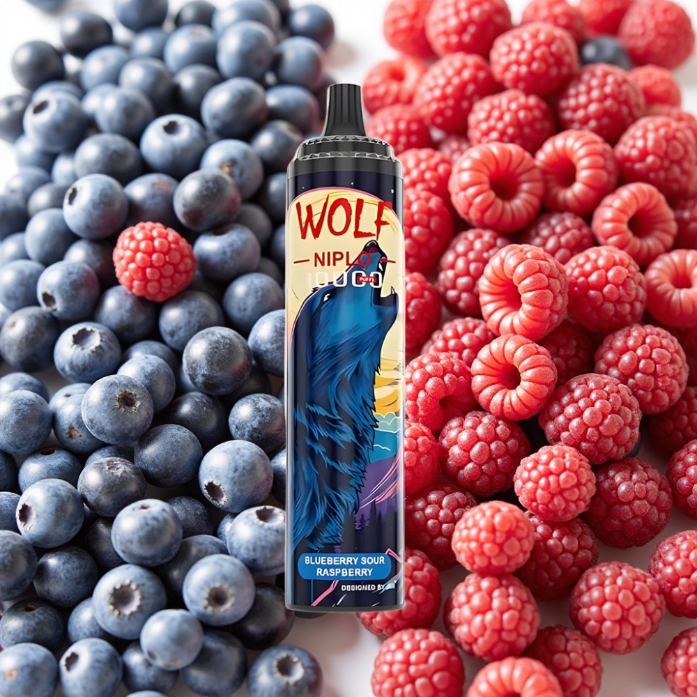 JNR Wolf Niplo 10000 Puffs Myrtille Framboise Acidulée 1.0 Ohm 20ml