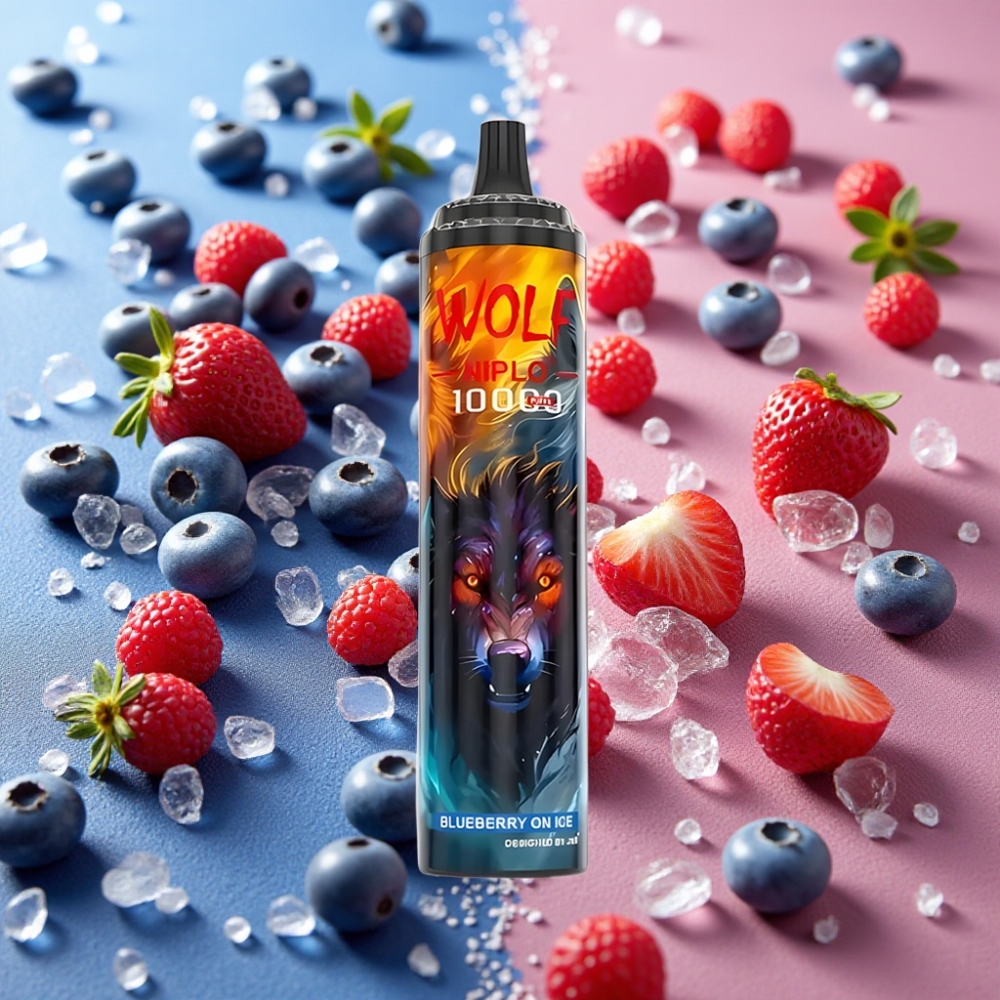 JNR Wolf Niplo 10000 Puffs Myrtille Glacée - 20ml, 650mAh, 1.0 Ohm
