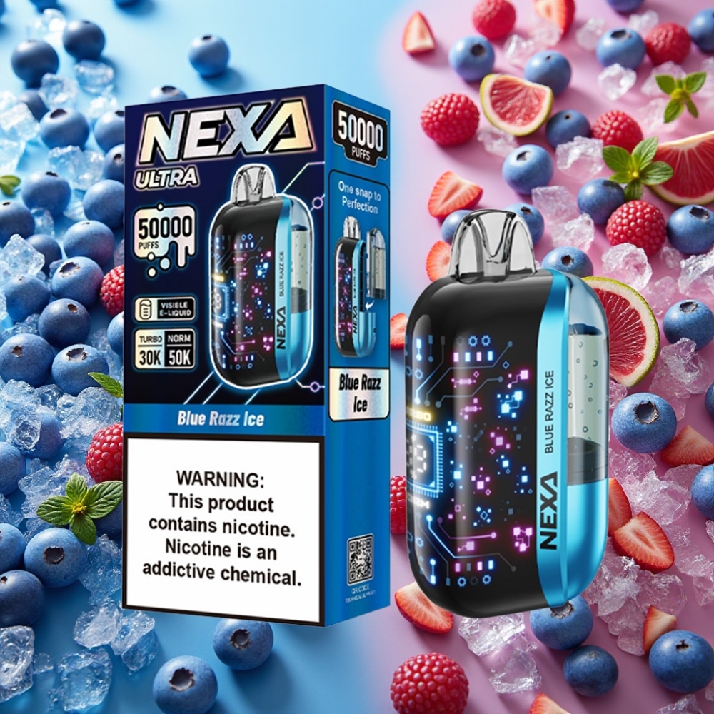 NEXA Ultra 50K Disposable Vape Blue Razz Glace 50000 Puffs 20ml 5%