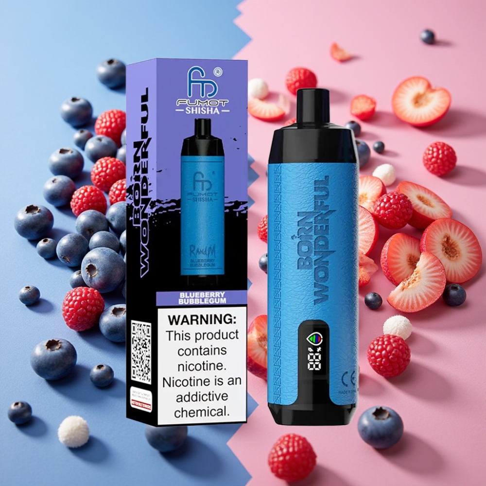 RandM Fumot Shisha 10000 Puffs 18ml 0,5% Nicotine Bubblegum Myrtille