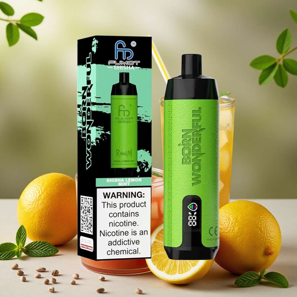 RandM Fumot Shisha 10000 Puffs - 18ml, 850mAh, 0.6ohm, Citron Menthe Shisha
