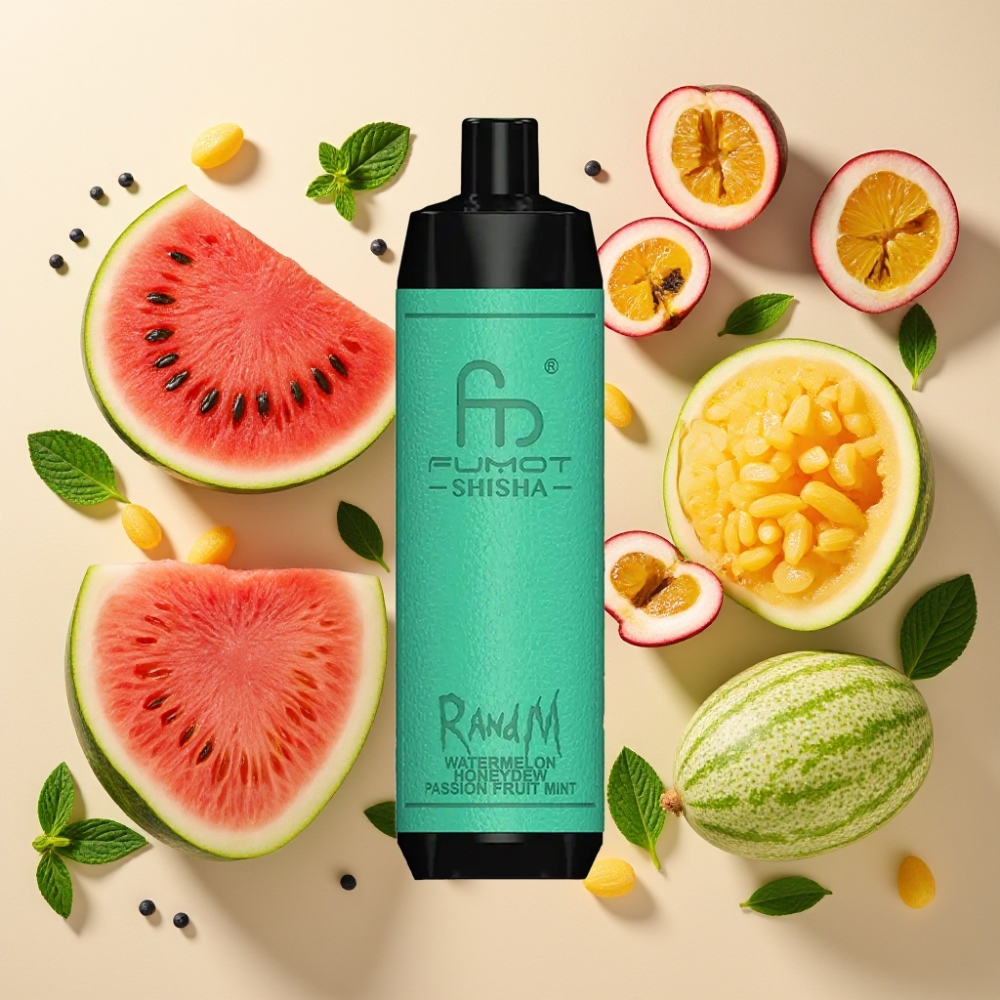 RandM Fumot Shisha 10000 Puffs 18ml 850mAh 0.6ohm Pastèque Melon Fruit de la Passion Menthe