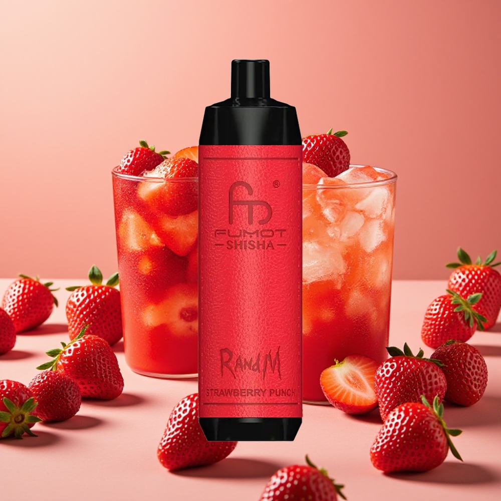 RandM Fumot Shisha 10000 Puffs Fraise Punch LED 18ml 0,5% Nic