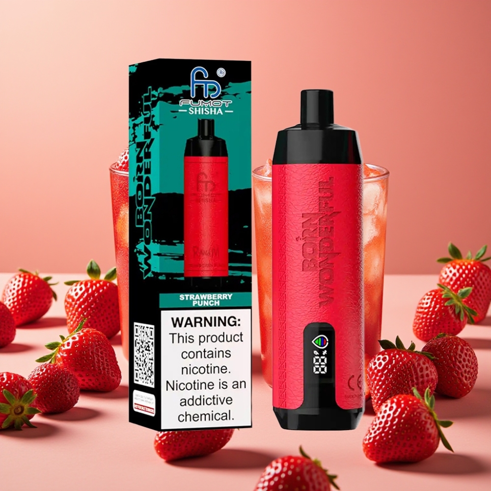RandM Fumot Shisha 10000 Puffs Fraise Punch LED 18ml 0,5% Nic