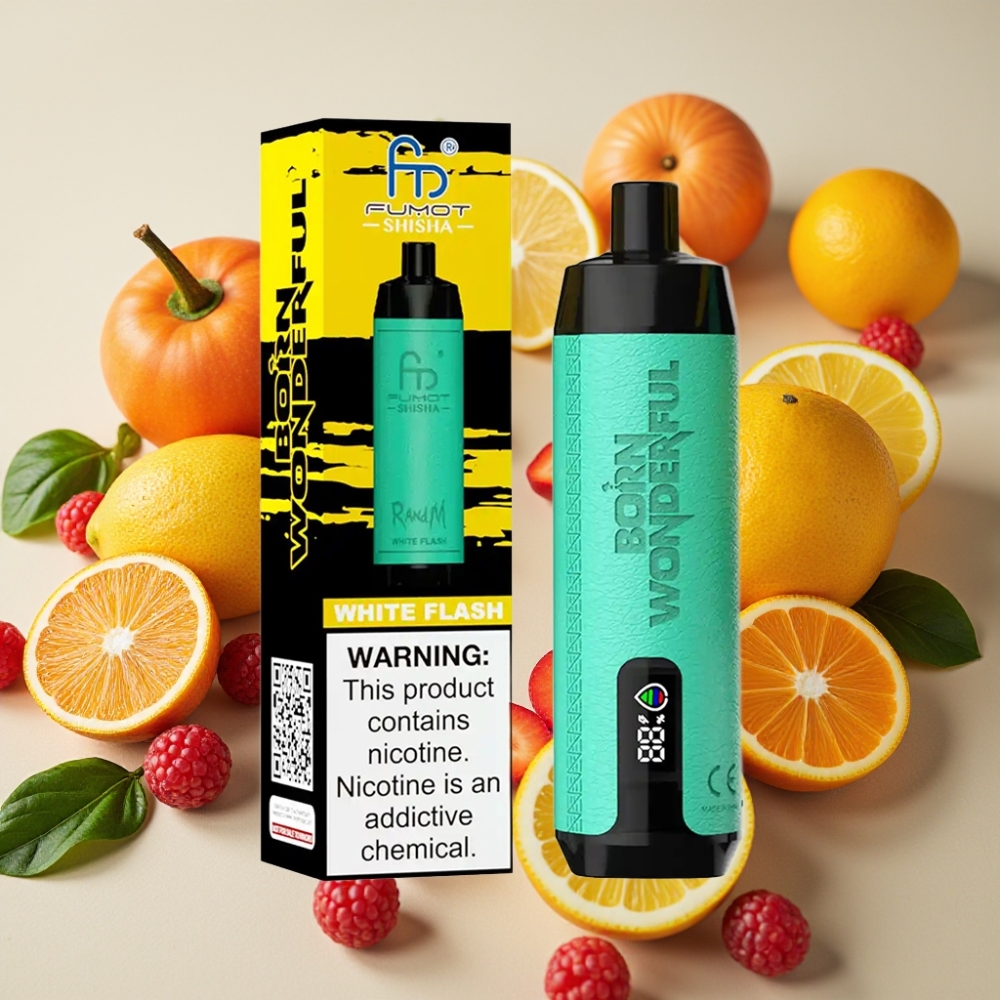 RandM Fumot Shisha 10000 Puffs – Éclair Blanc, 18ml, 0.6ohm, Type-C