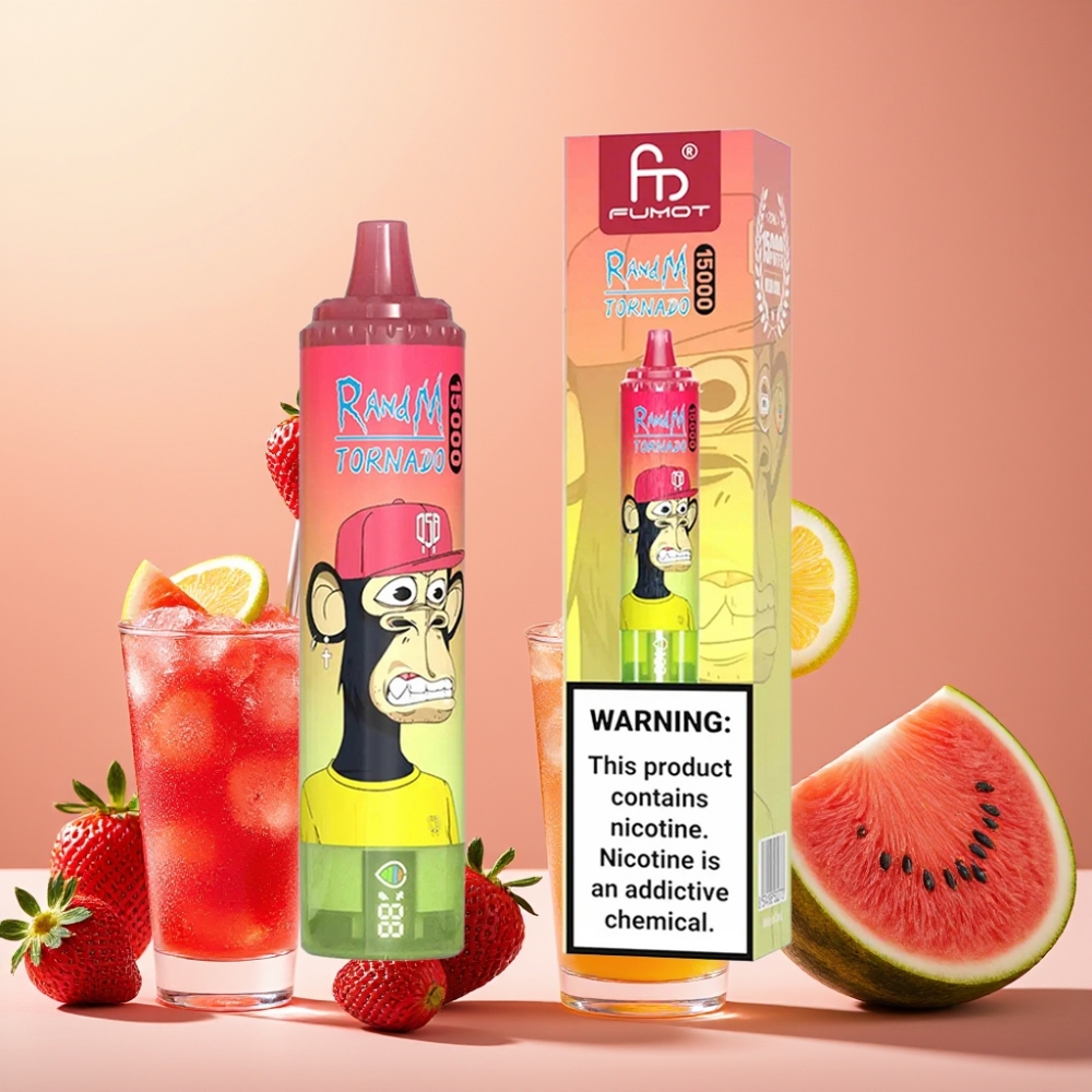 Fumot RandM Tornado 15000 Puffs 25ml 850mAh 0.9Ohm Fraise Pastèque Limonade