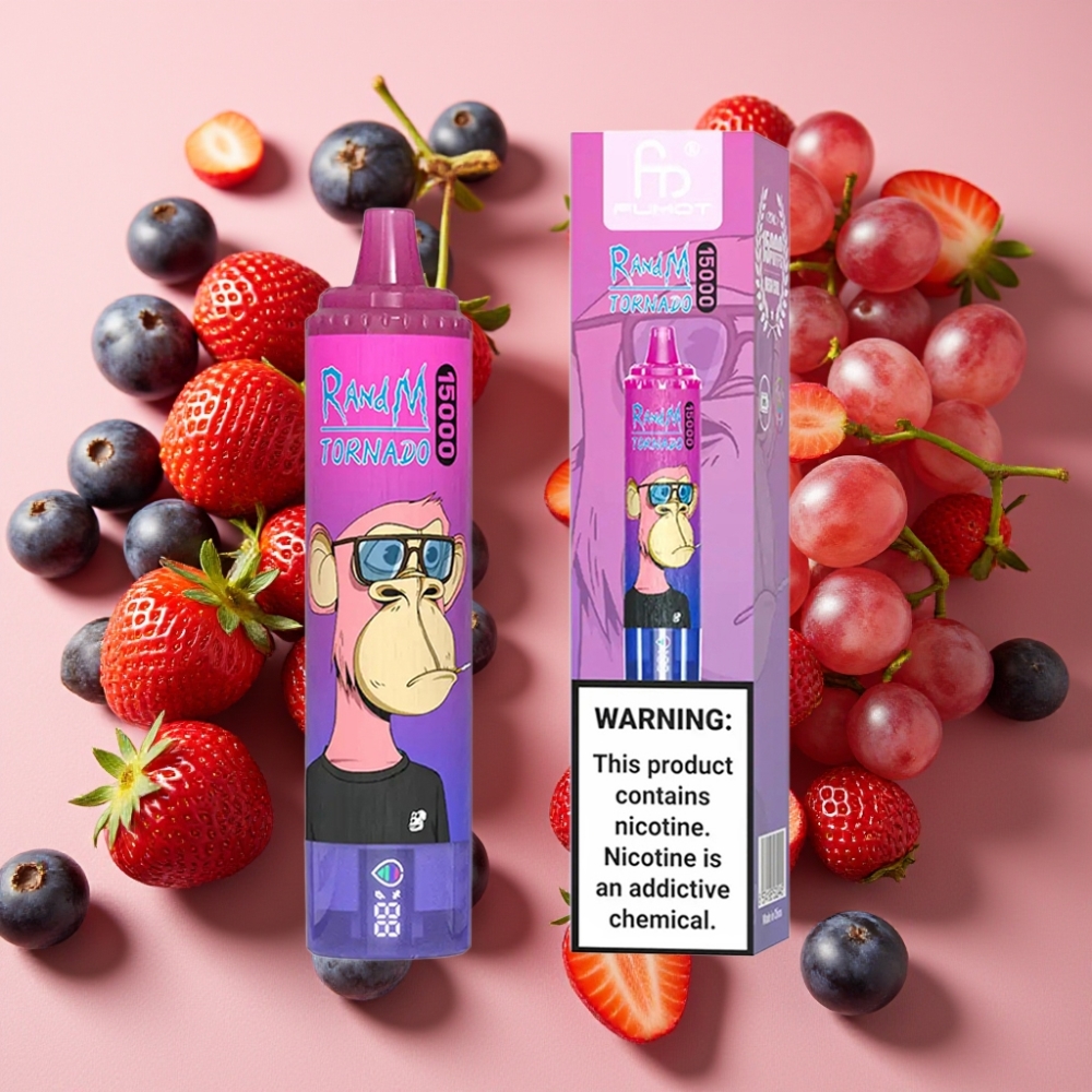 Fumot RandM Tornado 15000 Puffs 25ml 850mAh 0.9 Ohm Mesh Fraise Raisin