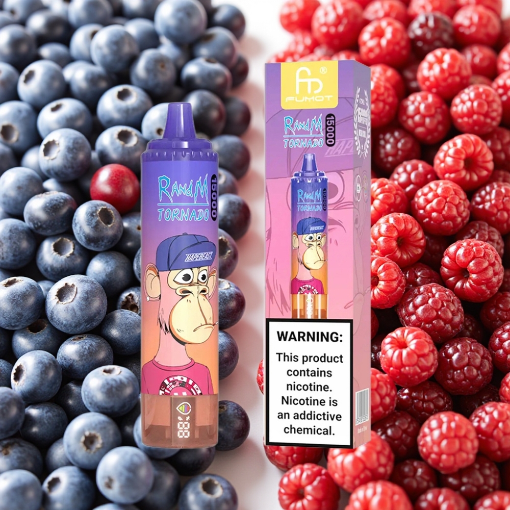 Fumot RandM Tornado 15000 Puffs 25ml 850mAh 0.9 Ohm Myrtille Cerise Cranberry