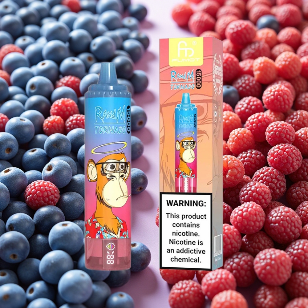 Fumot RandM Tornado 15000 Puffs 25ml 850mah 0.9ohm Type-C Bleu Cerise Framboise
