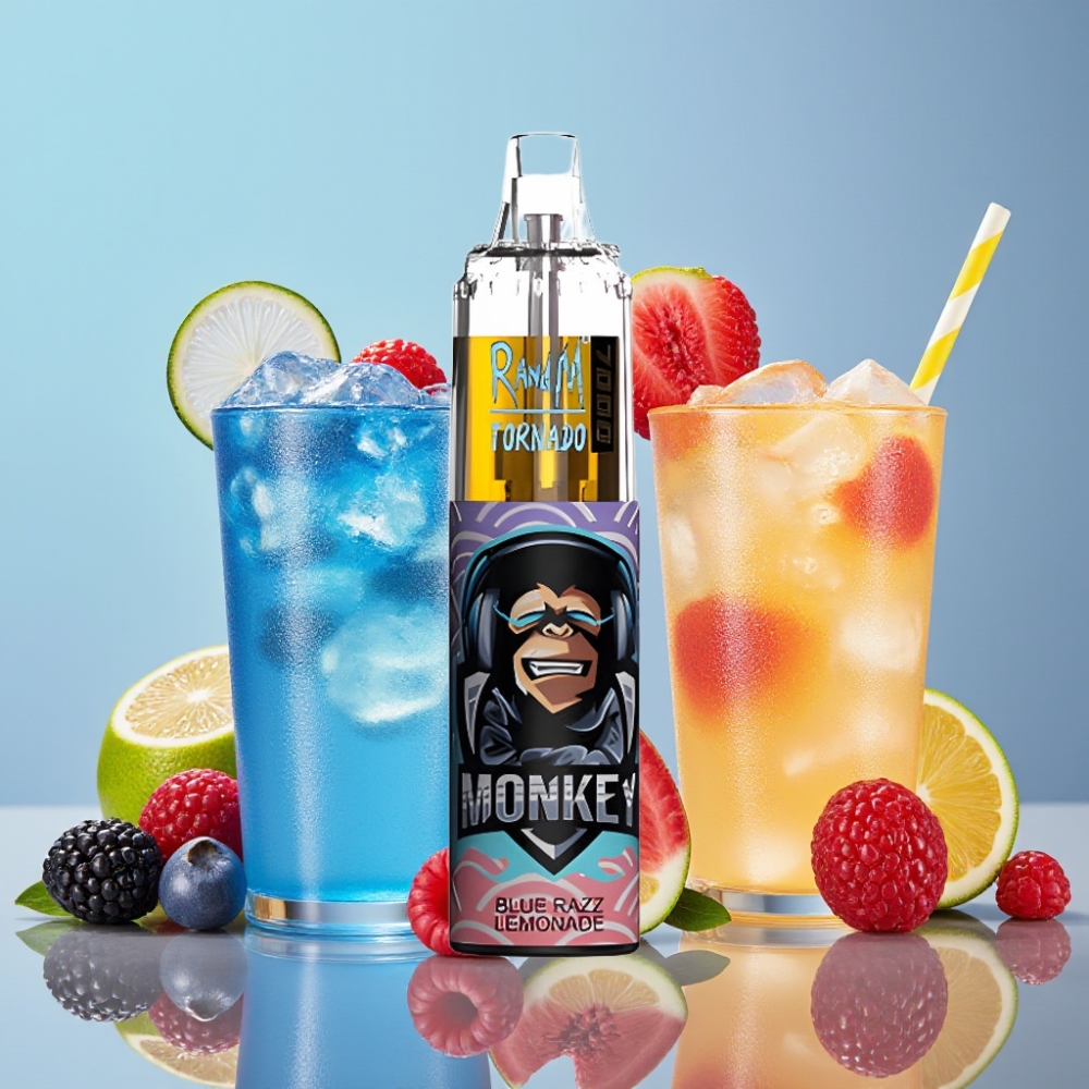 Fumot Tornado 7000 Puffs 14ML 850MAH Bleu Citronnade Framboisée Mesh Type-C