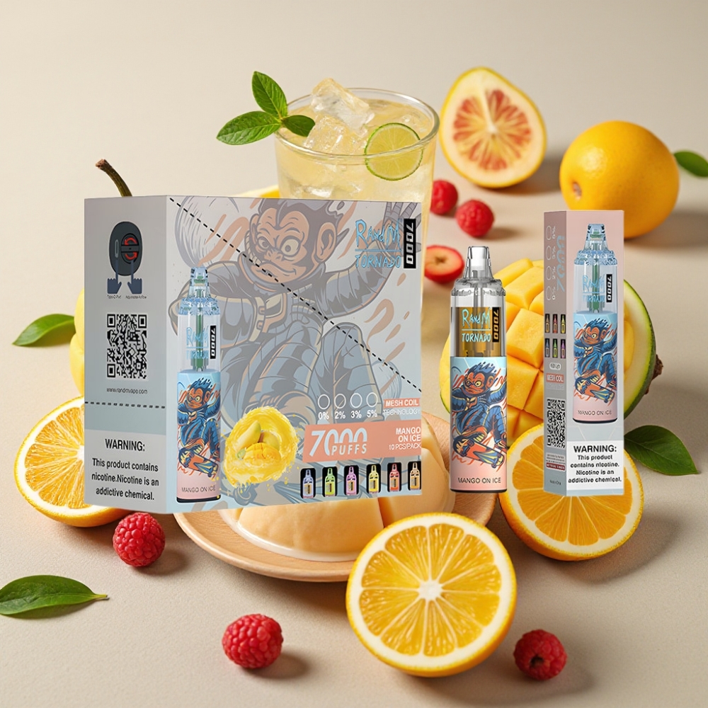 Fumot Tornado 7000 Puffs 14ML 850MAH Mangue Glacée Mesh Type-C RGB Air-Adjustable