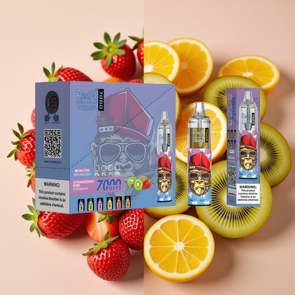 Fumot Tornado 7000 Puffs 14ML 850MAH Mesh Coil Fraise Kiwi