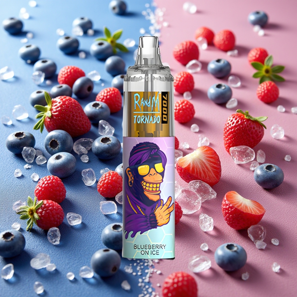 Fumot Tornado 7000 Puffs 14ML 850MAH Myrtille Glacée Mesh Type-C RGB Air-Adjustable