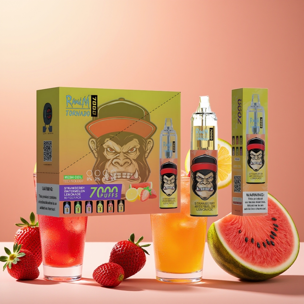 Fumot Tornado 7000 Puffs 14ML 850MAH Type-C Fraise Pastèque Citronnade