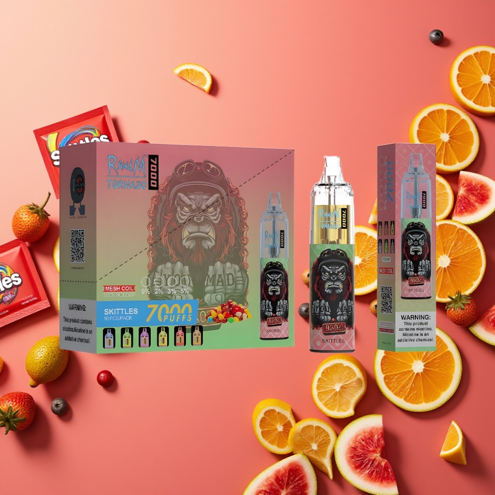 Fumot Tornado 7000 Puffs 14ML Air-Adjustable Skittles France vape fournisseur