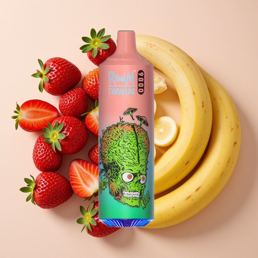 RandM Tornado 9000 Puffs 18 mL 850 mAh Fraise Banane France vape fournisseur