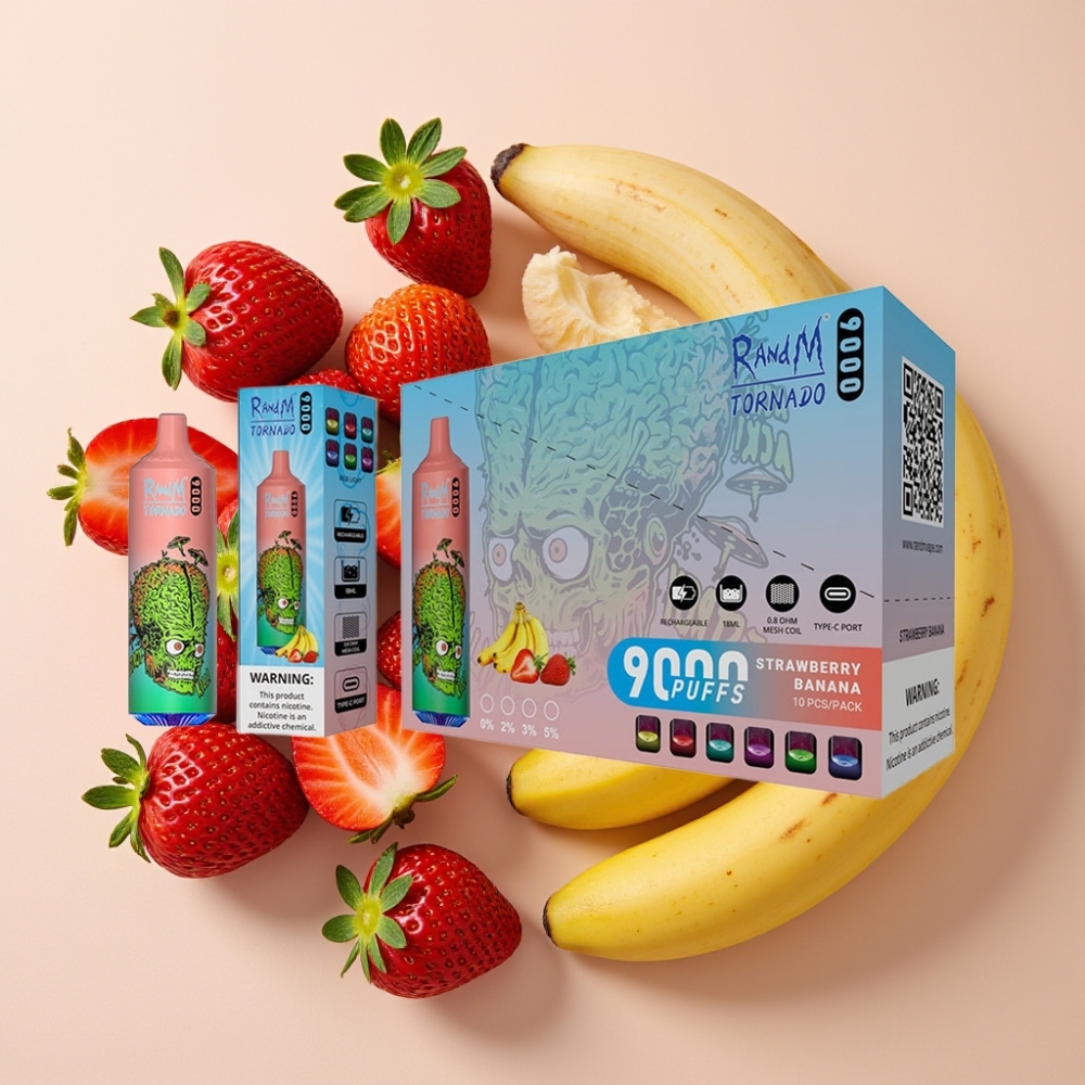 RandM Tornado 9000 Puffs 18 mL 850 mAh Fraise Banane France vape fournisseur