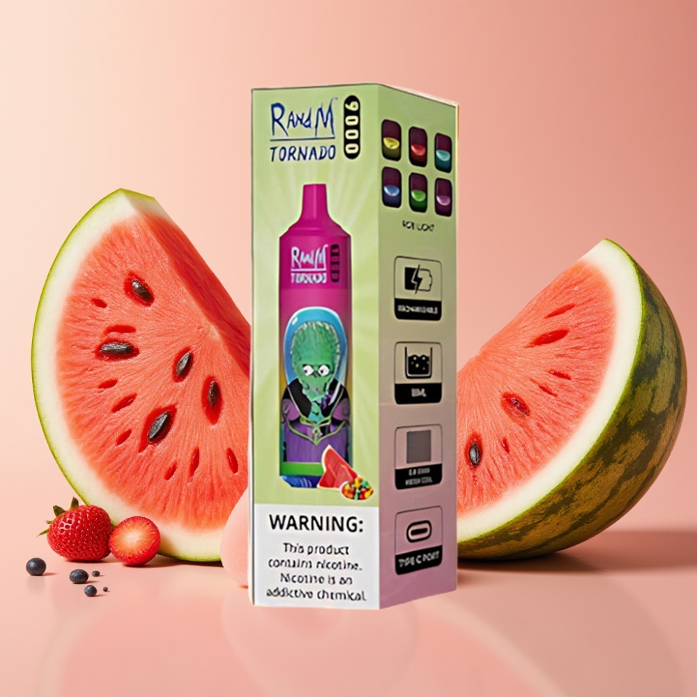 RandM Tornado 9000 Puffs 18 mL 850 mAh Mesh Coil Bubble Gum Pastèque