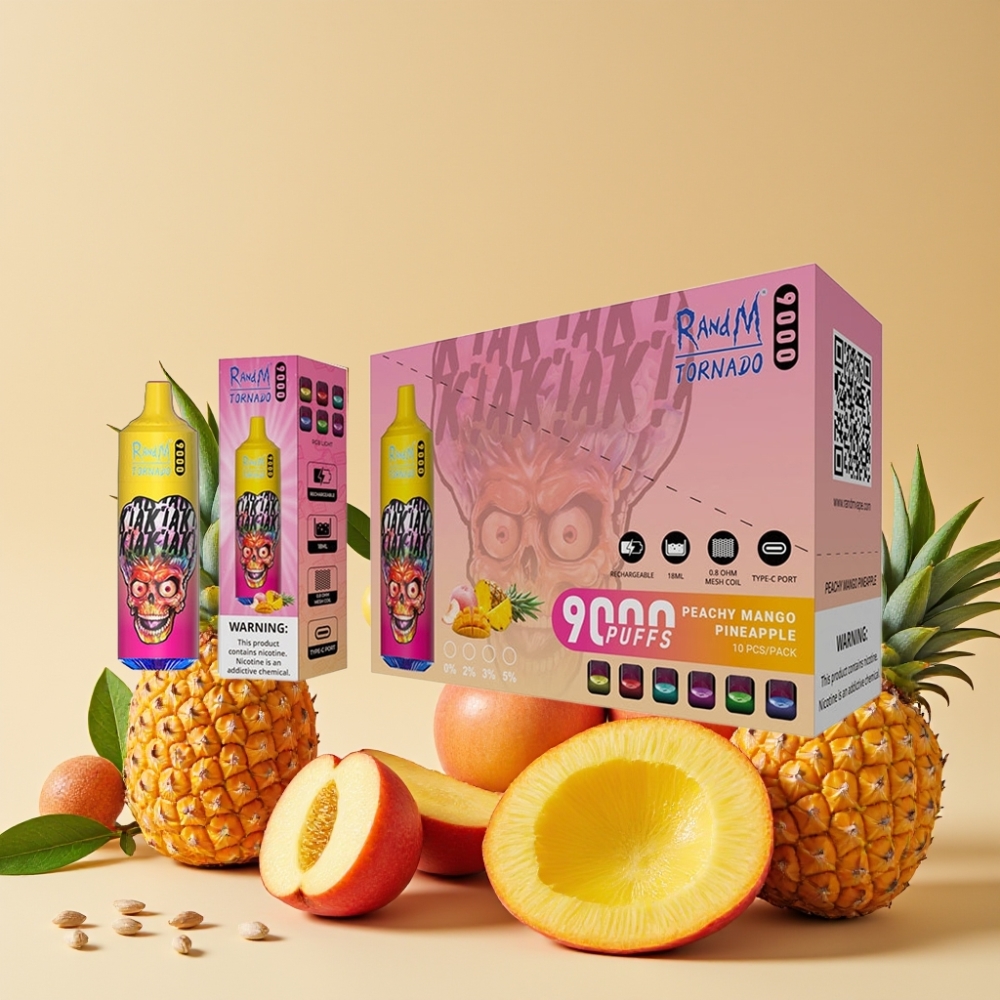 RandM Tornado 9000 Puffs 18 mL 850 mAh Peche Mangue Ananas
