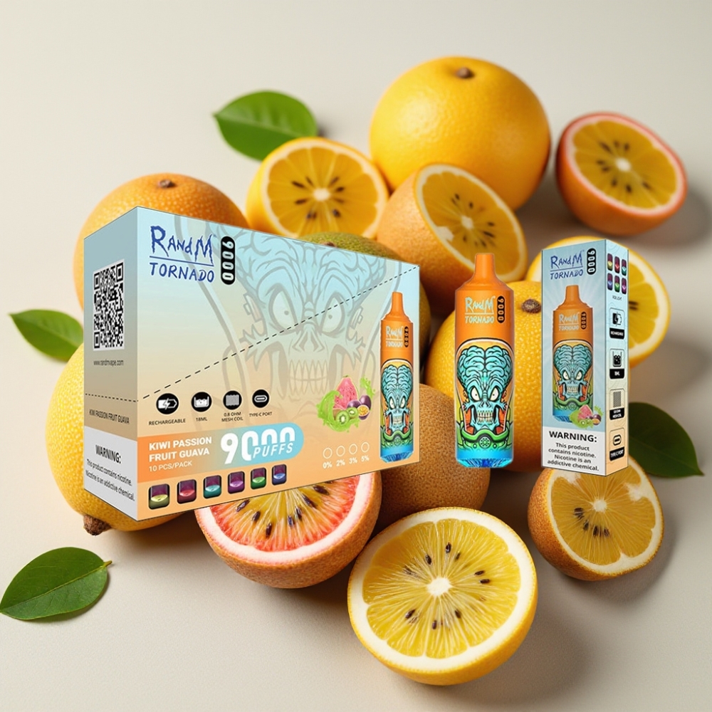 RandM Tornado 9000 Puffs 18 mL Kiwi Fruit de la Passion Goyave 850 mAh