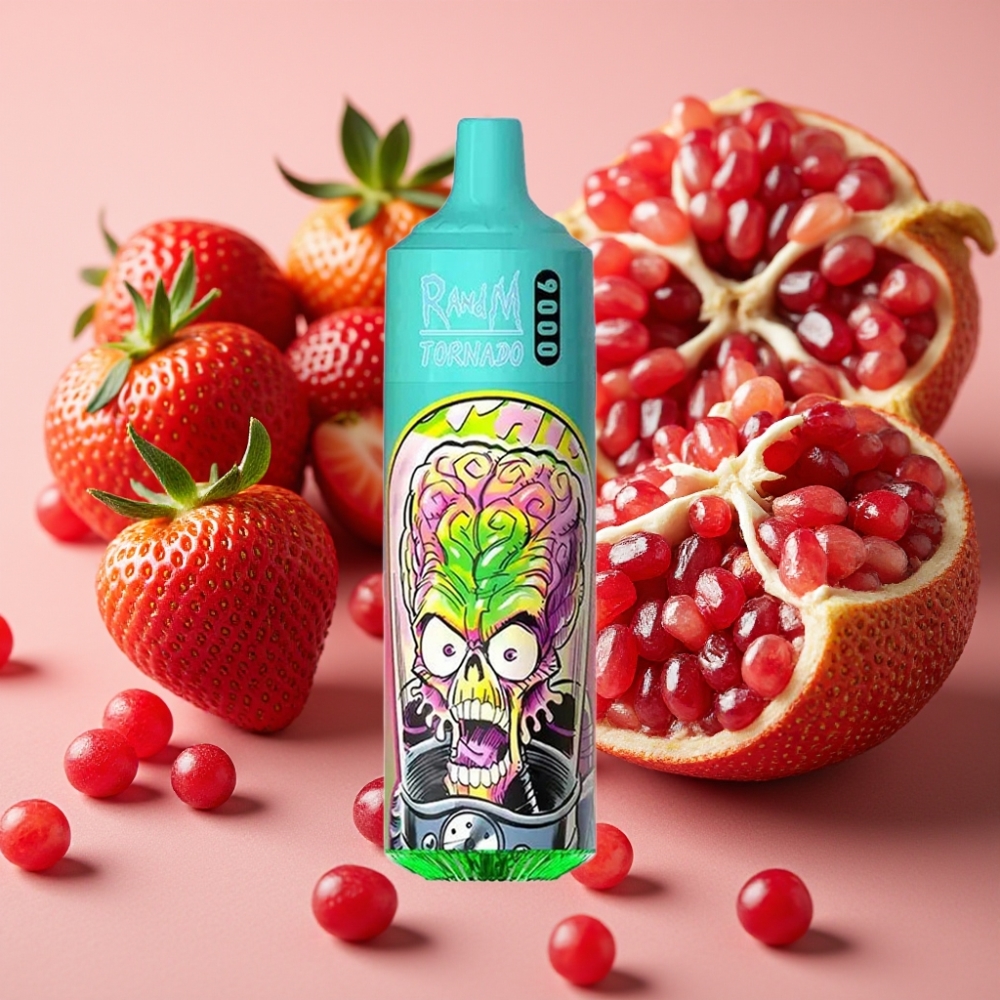 RandM Tornado 9000 Puffs - 850 mAh, 18 mL, Fraise Grenade