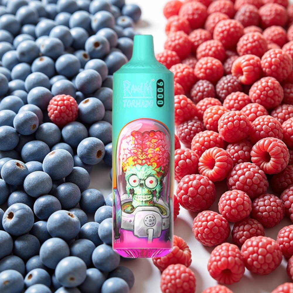 RandM Tornado 9000 Puffs 850 mAh 18 mL Framboise Acidulée Bleue