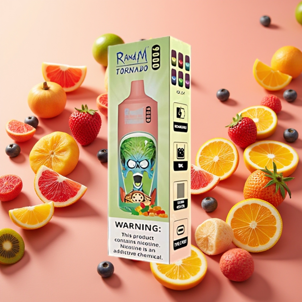 RandM Tornado 9000 Puffs 850 mAh 18 mL Mesh Coil RGB Ours Gommette