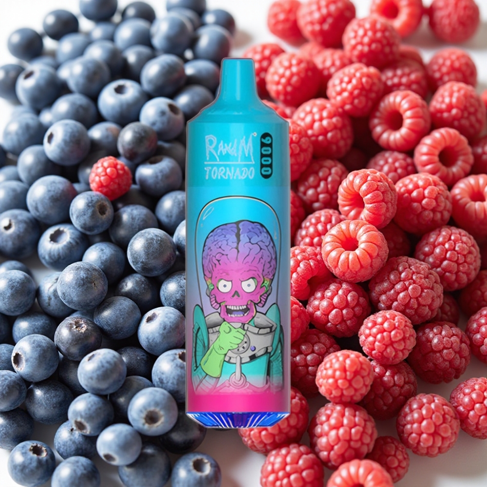 RandM Tornado 9000 Puffs 850mAh 18mL Bleu Framboise Mesh RGB