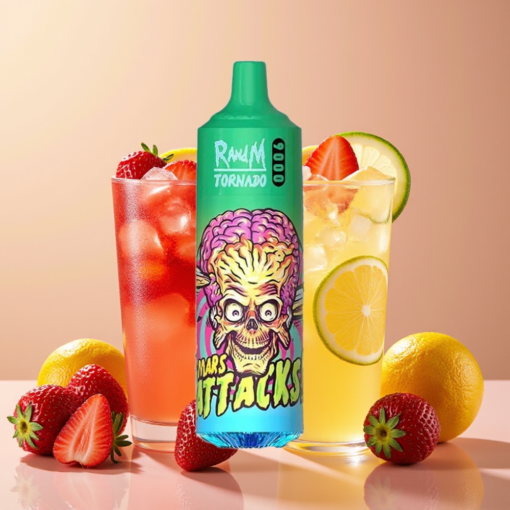 RandM Tornado 9000 Puffs 850mAh 18mL Fraise Citronnade Mesh RGB