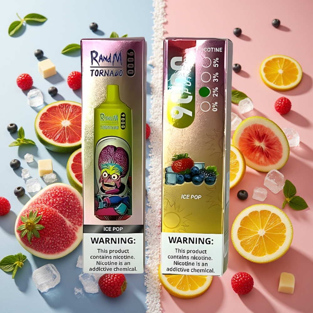 RandM Tornado 9000 Puffs 850mAh 18mL Ice Pop Affichage RGB