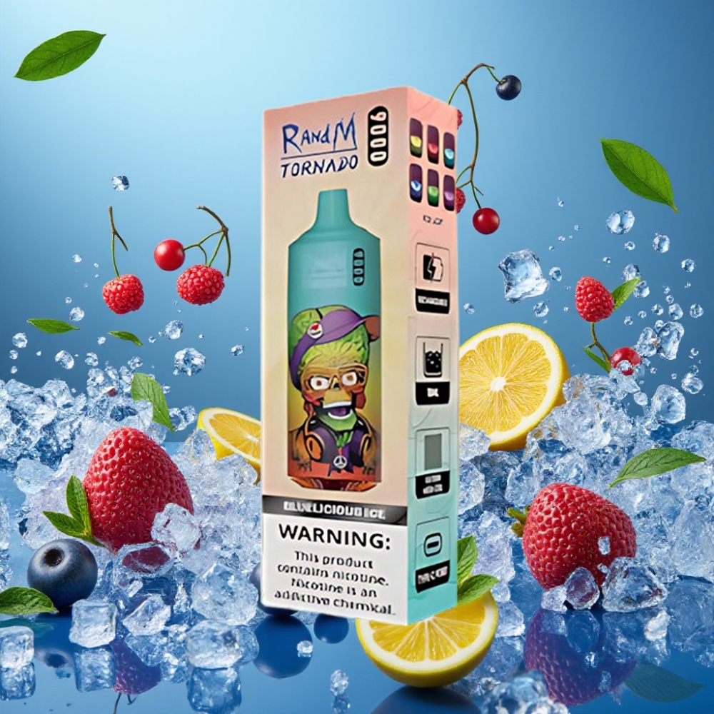 RandM Tornado 9000 Puffs Bluelicious Glace - 850 mAh, 18 mL, Mesh Coil, RGB