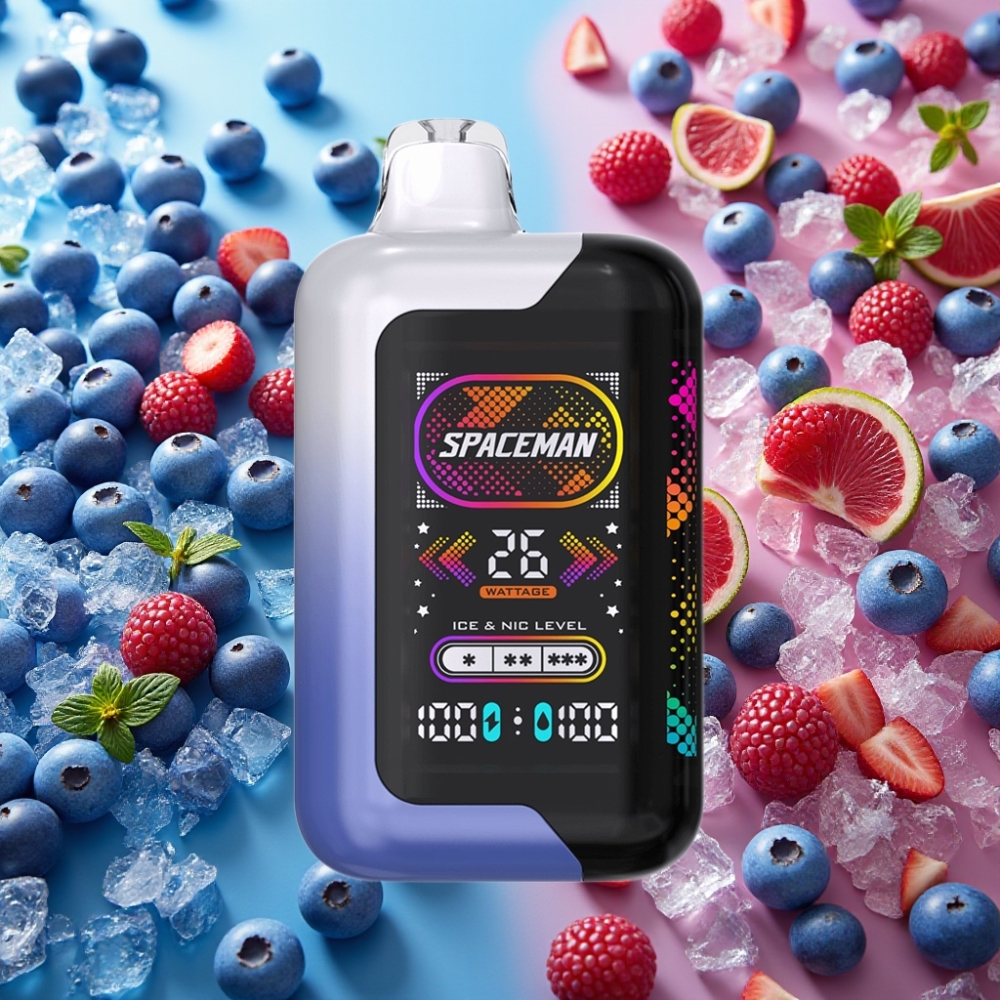 SMOK SPACEMAN SP40000 0% Nicotine 40000 Puffs 20ml 1000mAh Écran LED Glace Bleu Framboise
