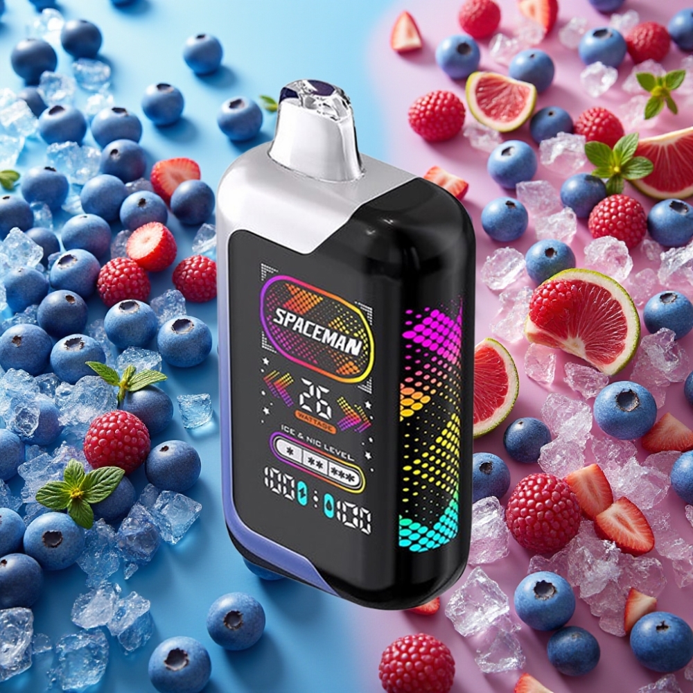 SMOK SPACEMAN SP40000 0% Nicotine 40000 Puffs 20ml 1000mAh Écran LED Glace Bleu Framboise
